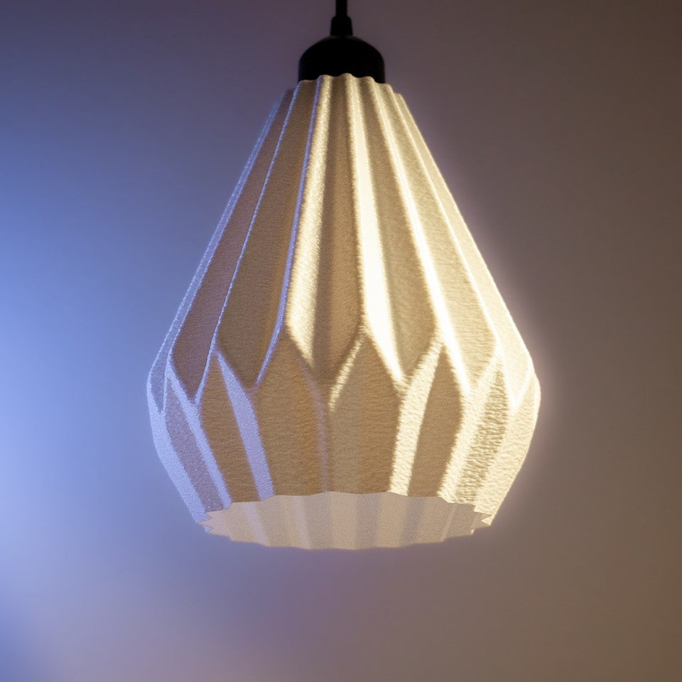 3D-gedruckte Origami Pendelleuchte – modernes Design & stimmungsvolles Licht | Pure-White