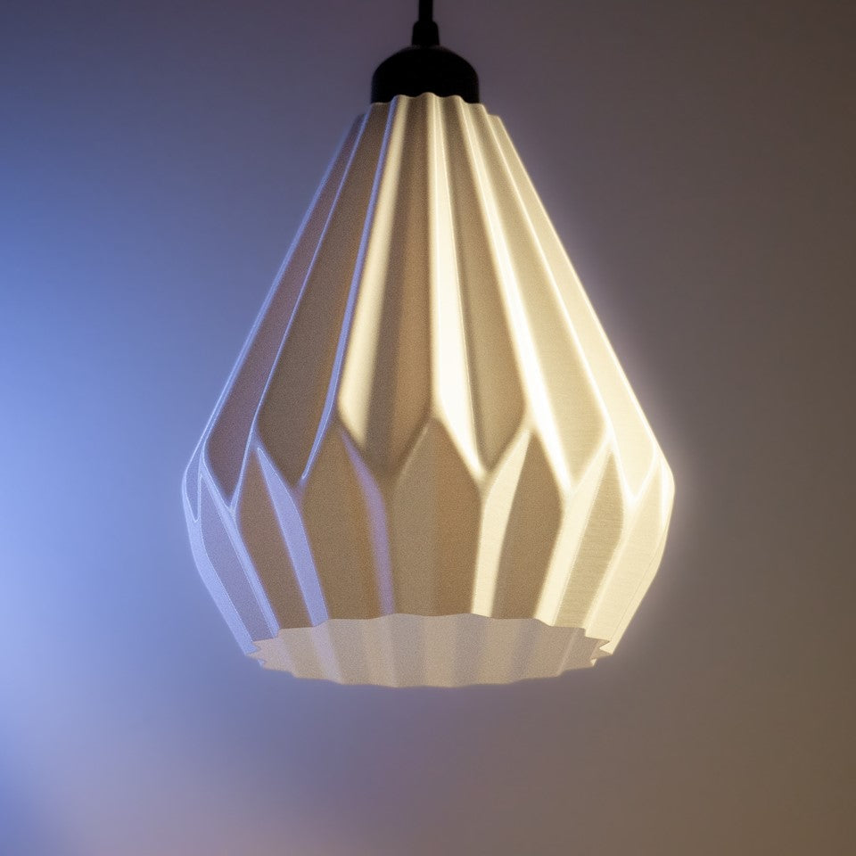 3D-gedruckte Origami Pendelleuchte – modernes Design & stimmungsvolles Licht | Pure-White