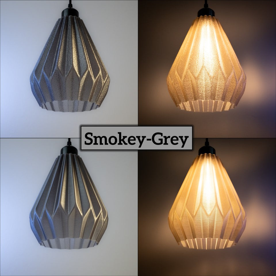 3D-gedruckte Origami Pendelleuchte – modernes Design & stimmungsvolles Licht | Smokey-Grey