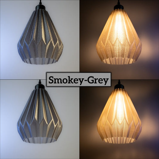 3D-gedruckte Origami Pendelleuchte – modernes Design & stimmungsvolles Licht | Smokey-Grey