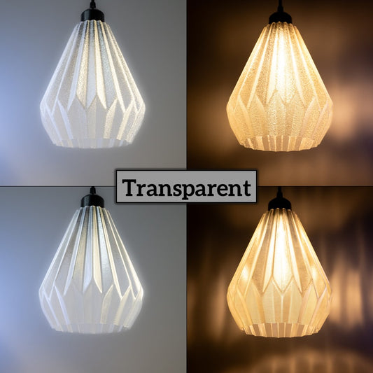 3D-gedruckte Origami Pendelleuchte – modernes Design & stimmungsvolles Licht | Transparent